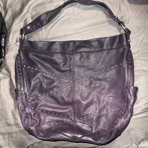 B. Makowsky Purple with Silver Studs Hobo Bag